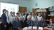 Круглый стол "Чернобыль.. годы спустя". Гости мероприятия:               Вячеслав Павлович Перешеин, Николай Васильевич Кошелев, Александр Александрович Лукоянов, Сергей Иванович Шестаков, Анатолий Владимирович Федянин (слева направо)